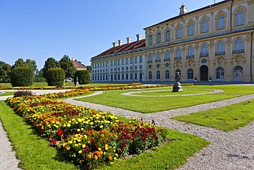 View of the Neues Schloss Schleissheim castle with castle gardens, Oberschleissheim near Munich, Upper Bavaria, Bavaria, Germany, Europe