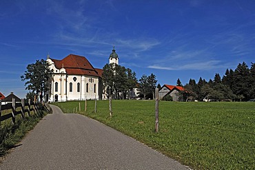 Wieskirche church, Rococo, 1745-1754, Wies 12, Wies Steingaden, Upper Bavaria, Bavaria, Germany, Europe