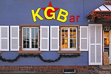 KGBar bar in a French village, Rue du 25 Janvier, Illhaeusern, Alsace, France, Europe