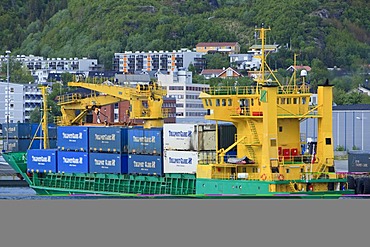 Container ship, Tege in the port of Bodo, Norway, Scandinavia, Europe