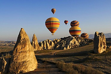 Hot air balloon flight over the Goreme valley, Cappadocia, Turkey