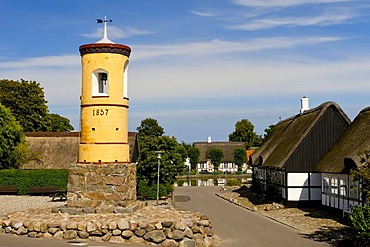 The famous yellow bell tower from 1857, Nordby, Samsoe, Denmark, Europe