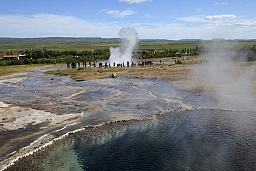 Haukadalur with Strokkur Geysir, Iceland, Europe