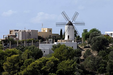 Windmill, Puig des Molins, Eivissa, Ibiza Town, Ibiza, Pityuses, Balearic Islands, Spain, Europe