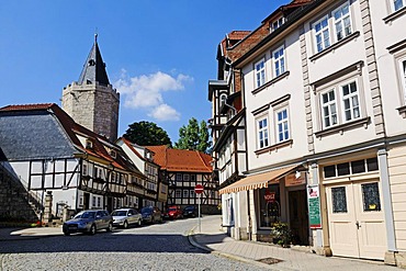 Road to Raven's Tower with historic fortifications, city of Muehlhausen, Unstrut-Hainich-Kreis district, Thuringia, Germany, Europe