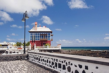 Blue house in Arrieta, Lanzarote, Canary Islands, Spain, Europe