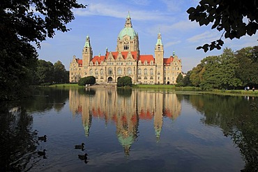 Neues Rathaus city hall, Maschpark, Hannover, Lower Saxony, Germany, Europe