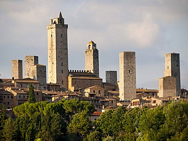 Dynasty towers in the medieval city center, San Gimignano, Tuscany, Italy, Europe