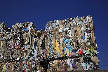 Used paper, stacks of used paper at a recycling yard, paper recycling