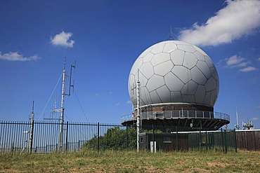 Former radar dome, radome, now viewing platform and exhibition space, Mt. Wasserkuppe, Rhoen, Hesse, Germany, Europe