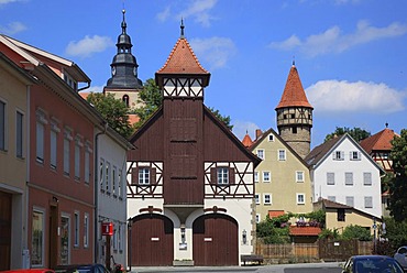 Old town and Kirchenburg Ostheim fortified church, Ostheim vor der Rhoen, Rhoen-Grabfeld district, Lower Franconia, Bavaria, Germany, Europe