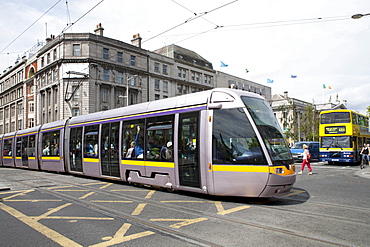 Tram Luas in O'Connell Street, Dublin, Republic of Ireland, Europe