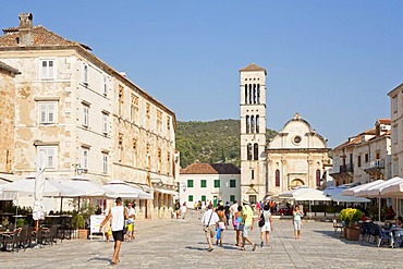 Main square of Hvar Town, Hvar Island, Central Dalmatia, Adriatic Coast, Croatia, Europe