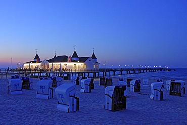 Pier in Ahlbeck, Usedom island, Baltic Sea, Mecklenburg-Western Pomerania, Germany, Europe