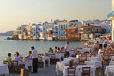 Little Venice, Mykonos town, Mykonos island, Cyclades, Aegean Sea, Greece, Europe