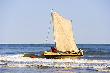 Pirogue off the coast of Morondava, Madagascar, Africa