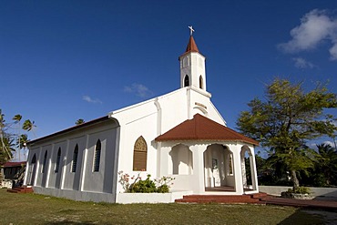 Church, Fakarava, Havaiki-te-araro, Havai'i or Farea, Tuamotu Archipelago, French Polynesia, Pacific Ocean