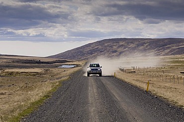 Off-road vehicle, road, Snaefellsnes Peninsula, Iceland, Europe