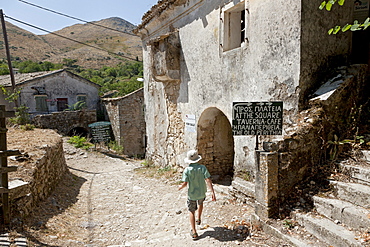 Ruins in Paleo Perithia, deserted village, north east Corfu, Corfu Island, Ionian Islands, Greece, Southern Europe, Europe