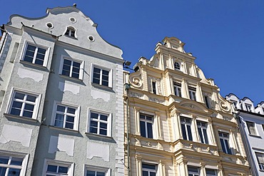 Facades of houses in Maximilianstrasse, Augsburg, Bavaria, Germany, Europe