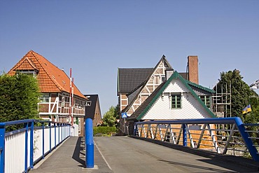 Estebruegge town centre, Altes Land region, Lower Saxony, Germany, Europe