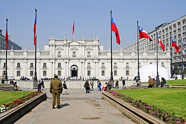 La Moneda building, government palace, Plaza Constitucion Square, Santiago de Chile, Chile, South America