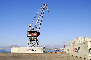 Crane, container, port, Coquimbo, La Serena, Norte Chico, northern Chile, Chile, South America