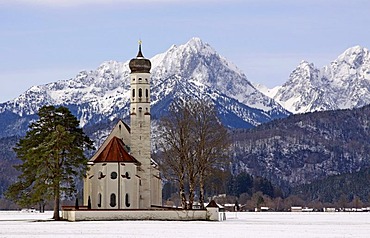 Pilgrimage Church of St. Coloman, Schwangau, Alps, Neuschwanstein, Ostallgaeu, Bavaria, Germany, Europe