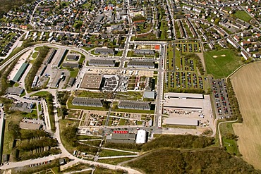 Aerial view, opening of the flower show 2010 in Hemer, Sauerland region, North Rhine-Westfalia, Germany, Europe