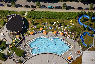 Aerial view, Maximare, swimming pool, Bad Hamm, Hamm, Ruhr Area, North Rhine-Westphalia, Germany, Europe