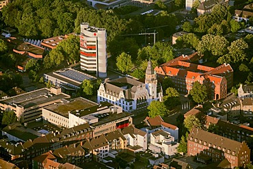 Aerial view, town hall, Gladbeck, Ruhrgebiet area, North Rhine-Westphalia, Germany, Europe