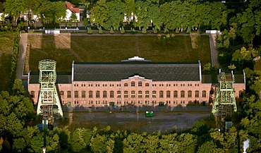 Aerial view, Zeche Zweckel, a disused mine, machine hall, venue of the Ruhrtriennale, a music and arts festival, Gladbeck, Ruhrgebiet area, North Rhine-Westphalia, Germany, Europe