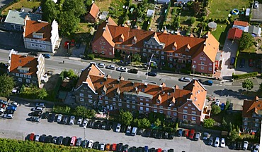 Aerial view, rental apartments, apartment blocks, Hohenlimburg district, Hagen, Ruhrgebiet area, North Rhine-Westphalia, Germany, Europe