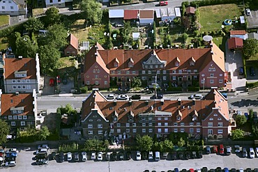 Aerial view, rental apartments, apartment blocks, Hohenlimburg district, Hagen, Ruhrgebiet area, North Rhine-Westphalia, Germany, Europe