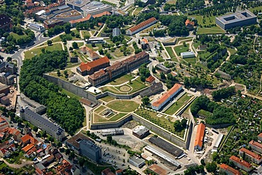 Aerial view, Zitadelle Petersberg castle, Erfurt, Thuringia, Germany, Europe