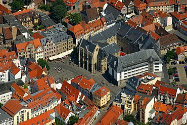 Aerial view, townhall, Erfurt, Thuringia, Germany, Europe