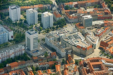 Aerial view, Anger 1 shopping centre, city centre, Erfurt, Thuringia, Germany, Europe