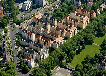 Aerial view, residential housing, Geysostrasse, Kassel, Hesse, Germany, Europe