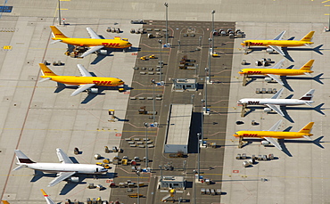 Aerial view, Leipzig International Airport, cargo airport, Schkeuditz, Saxony, Germany, Europe