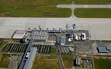 Aerial view, Leipzig International Airport, cargo airport, Schkeuditz, Saxony, Germany, Europe