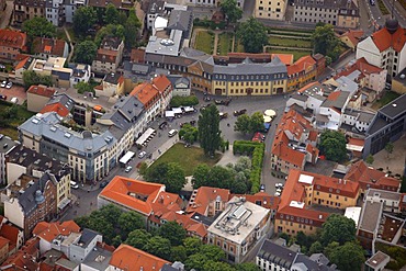 Aerial view, Goethehaus building, Gasthaus Zum Schwan, Bertuchstrasse, Weimar, Thuringia, Germany, Europe