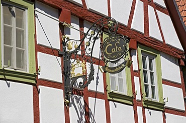 Cafe sign, Iphofen, Lower Franconia, Bavaria, Germany, Europe