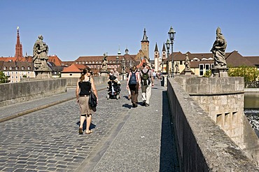 Old Bridge over the Main in Wuerzburg, Lower Franconia, Bavaria, Germany, Europe