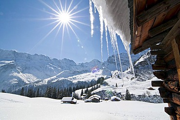 Winter landscape in Muerren, Bernese Oberland, Switzerland, Europe