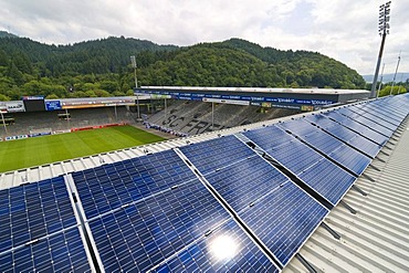 Solar power plant on the roof of the Badenova stadium in Freiburg im Breisgau, Baden-Wuerttemberg, Germany, Europe