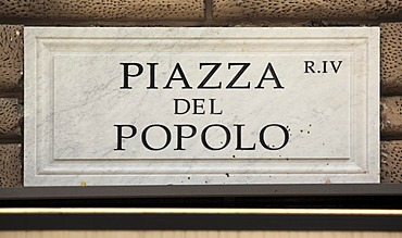 Street sign, Piazza del Popolo, Rome, Italy, Europe