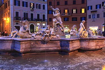 Neptune Fountain, Piazza Navona, Rome, Italy, Europe