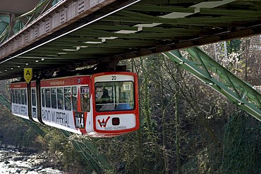 Schwebebahn, suspended monorail, Wuppertal, Bergisches Land, North Rhine-Westphalia, Germany, Europe