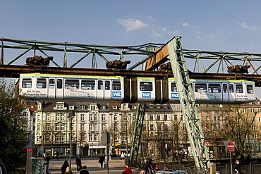 Schwebebahn, suspended monorail, Wuppertal, Bergisches Land area, North Rhine-Westphalia, Germany, Europe