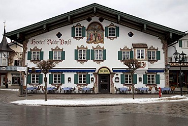 Alte Post Hotel, Oberammergau, Upper Bavaria, Bavaria, Germany, Europe